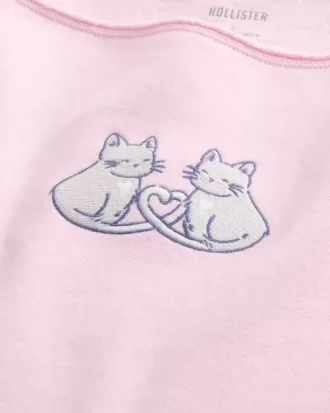Einfaches, schulterfreies Sweatshirt mit doppelter Grafik