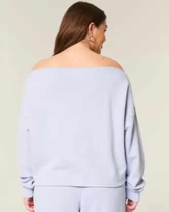 Einfaches, schulterfreies Sweatshirt mit doppelter Grafik