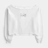 Einfaches, schulterfreies Sweatshirt mit doppelter Grafik Einfaches, schulterfreies Sweatshirt mit doppelter Grafik