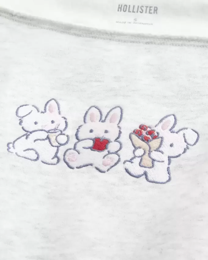 Einfaches, schulterfreies Sweatshirt mit doppelter Grafik Einfaches, schulterfreies Sweatshirt mit doppelter Grafik