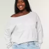 Einfaches, schulterfreies Sweatshirt mit Zahlengrafik Einfaches, schulterfreies Sweatshirt mit Zahlengrafik