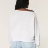 Einfaches, schulterfreies Sweatshirt mit Zahlengrafik Einfaches, schulterfreies Sweatshirt mit Zahlengrafik