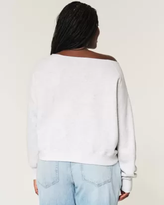 Einfaches, schulterfreies Sweatshirt mit Zahlengrafik