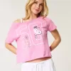 Einfaches schulterfreies T-Shirt mit Snoopy-Grafik Einfaches schulterfreies T-Shirt mit Snoopy-Grafik