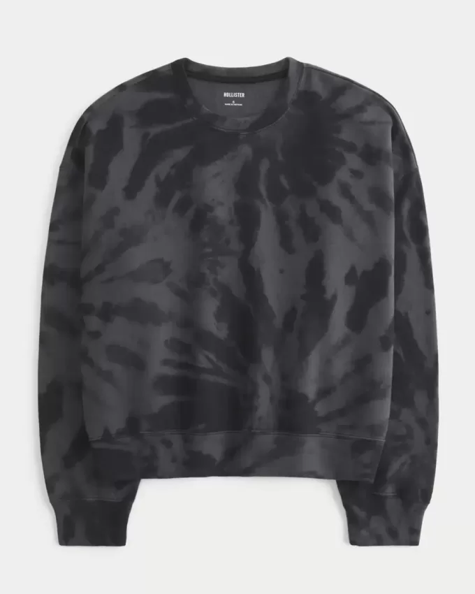 Einfaches Sweatshirt mit Rundhalsausschnitt und Batikmuster Einfaches Sweatshirt mit Rundhalsausschnitt und Batikmuster