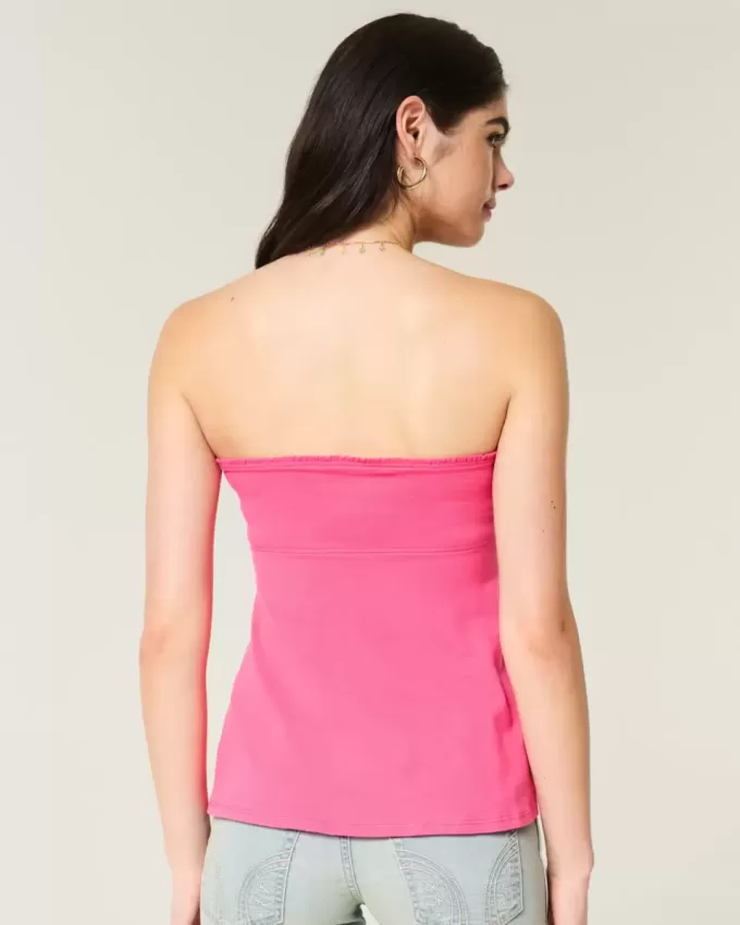 Einfaches trägerloses Babydoll-Oberteil mit Bindeband Einfaches trägerloses Babydoll-Oberteil mit Bindeband