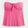 Einfaches trägerloses Babydoll-Oberteil mit Bindeband Einfaches trägerloses Babydoll-Oberteil mit Bindeband