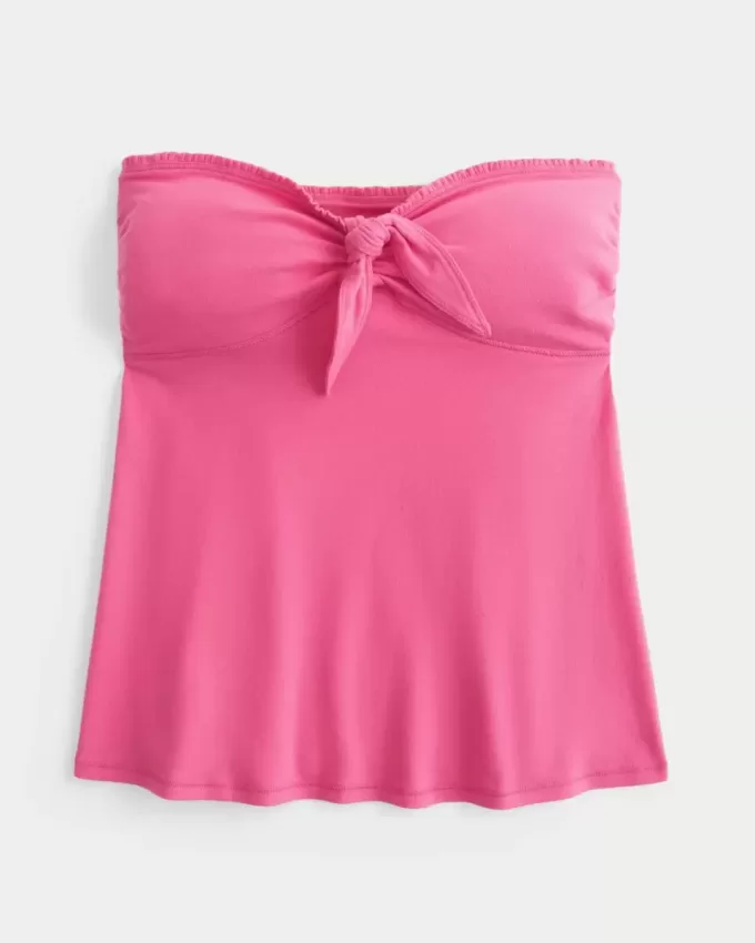 Einfaches trägerloses Babydoll-Oberteil mit Bindeband Einfaches trägerloses Babydoll-Oberteil mit Bindeband