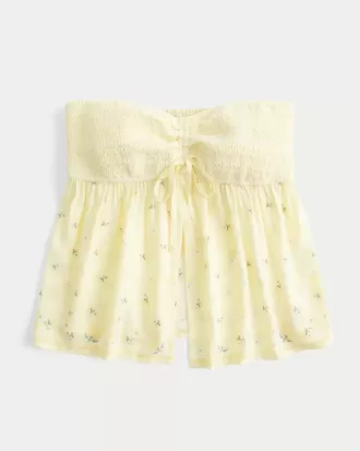 Einfaches trägerloses Babydoll-Oberteil mit gesmokter Brust