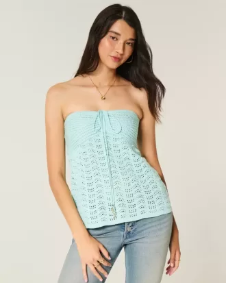 Einfaches trägerloses Babydoll-Top im Häkelstil Einfaches trägerloses Babydoll-Top im Häkelstil