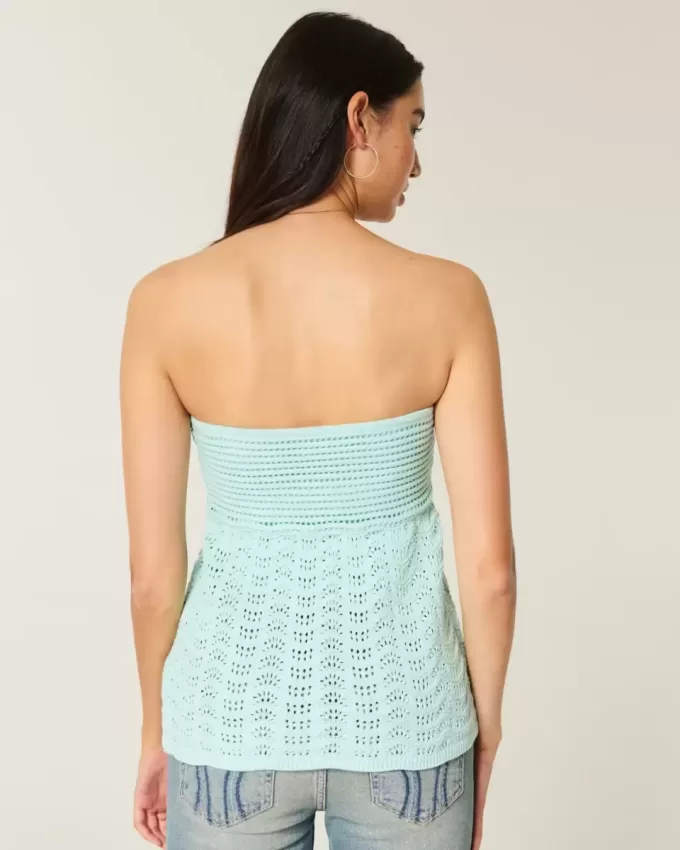 Einfaches trägerloses Babydoll-Top im Häkelstil Einfaches trägerloses Babydoll-Top im Häkelstil