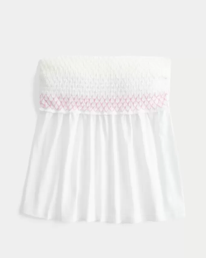 Einfaches trägerloses gesmoktes Babydoll-Top