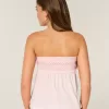 Einfaches trägerloses gesmoktes Babydoll-Top