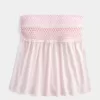 Einfaches trägerloses gesmoktes Babydoll-Top