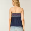Einfaches trägerloses gesmoktes Babydoll-Top