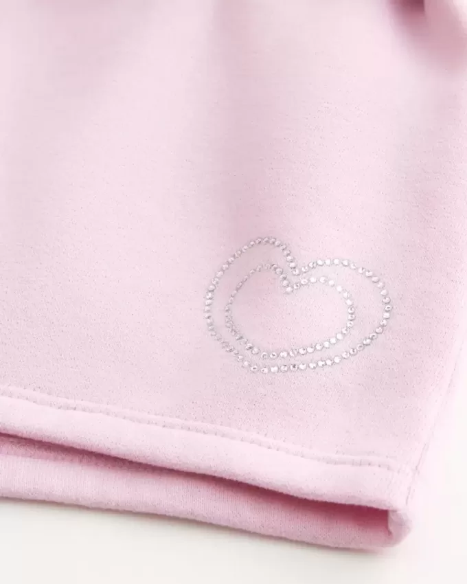Fleece-Minishorts mit Herzgrafik Fleece-Minishorts mit Herzgrafik