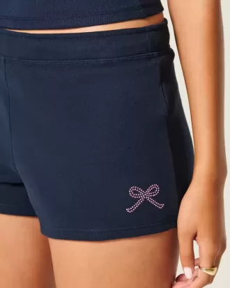 Fleece-Minishorts mit Schleifengrafik