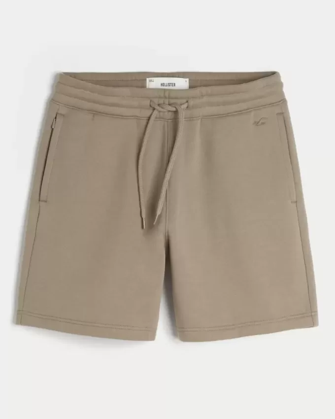 Fleece-Shorts mit Icon-Design über dem Knie