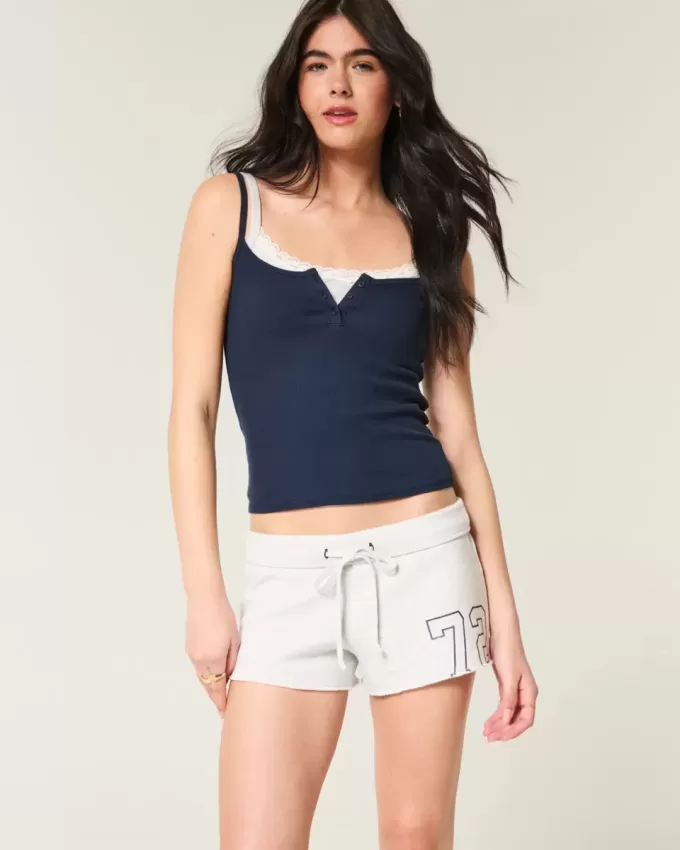 Fleece-Shorts mit Mini-Zahlengrafik Fleece-Shorts mit Mini-Zahlengrafik
