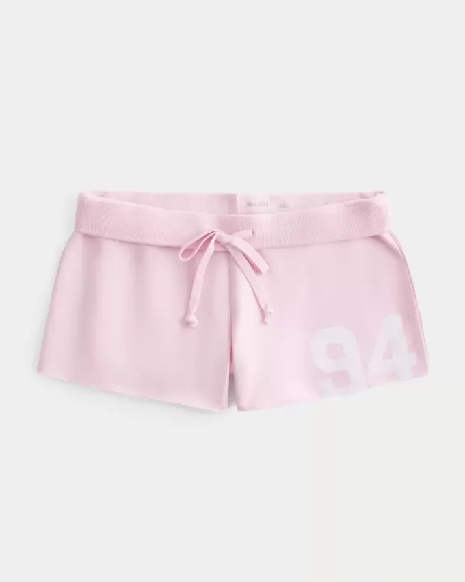 Fleece-Shorts mit Mini-Zahlengrafik