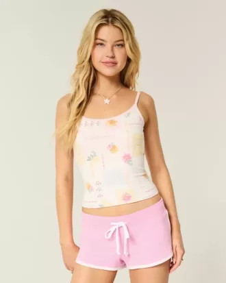 Fleece-Shorts mit Surf-Grafik