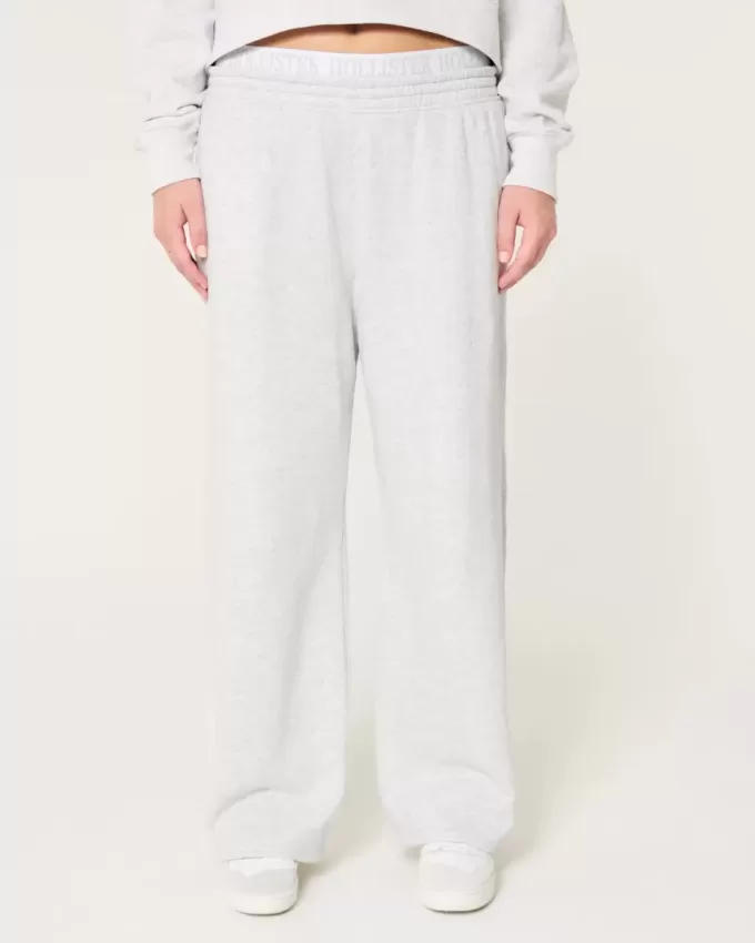 Fleecehose mit weitem Bein und Logobund