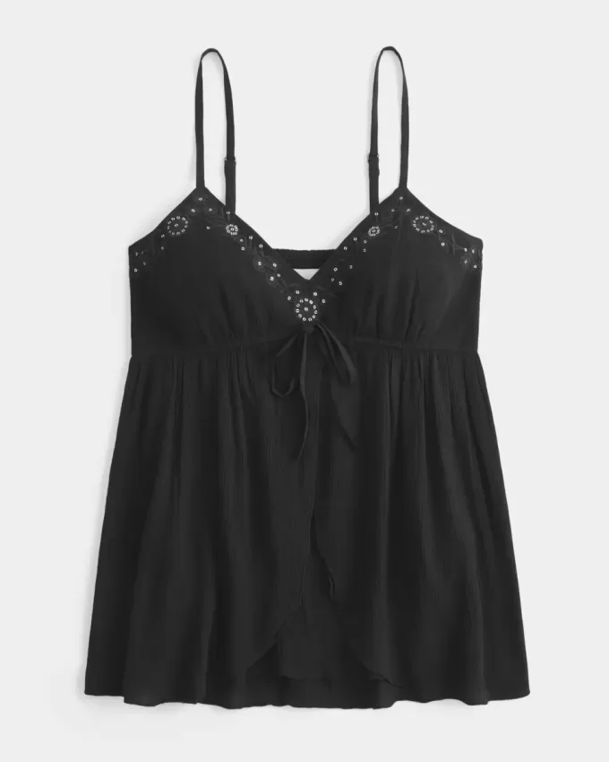 Flyaway-Babydoll-Oberteil in Crinkle-Shine Flyaway-Babydoll-Oberteil in Crinkle-Shine