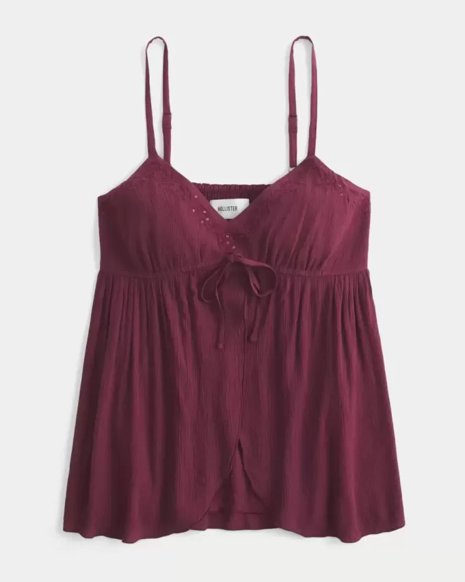 Flyaway-Babydoll-Oberteil in Crinkle-Shine Flyaway-Babydoll-Oberteil in Crinkle-Shine