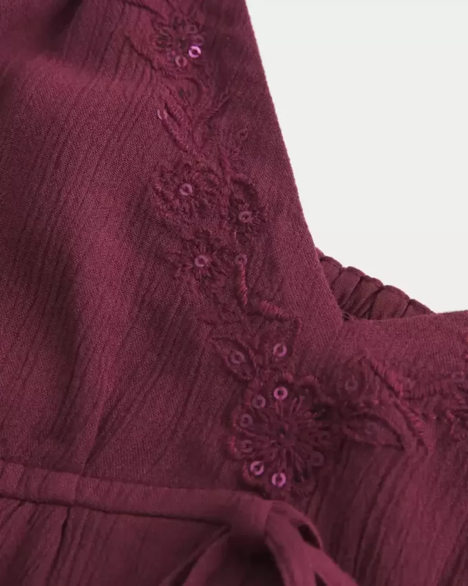 Flyaway-Babydoll-Oberteil in Crinkle-Shine Flyaway-Babydoll-Oberteil in Crinkle-Shine
