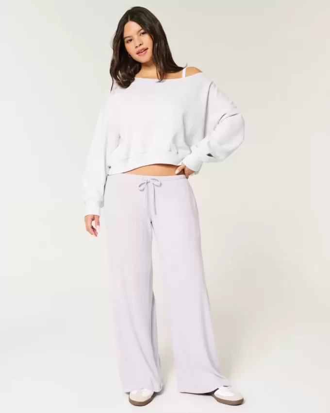 Gemütliche gerippte Baggy-Hose mit Kordelzug Gemütliche gerippte Baggy-Hose mit Kordelzug