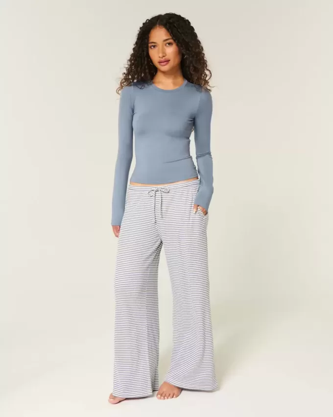 Gemütliche gerippte Hose mit weitem Bein Gemütliche gerippte Hose mit weitem Bein