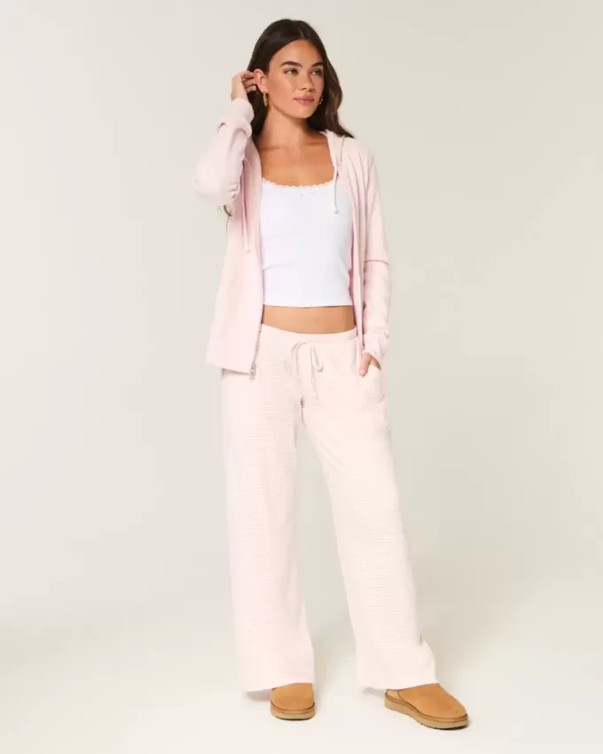 Gemütliche gerippte Hose mit weitem Bein Gemütliche gerippte Hose mit weitem Bein