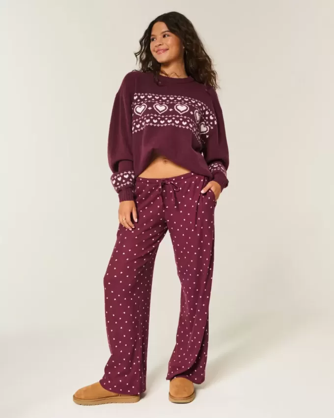 Gemütliche gerippte Hose mit weitem Bein Gemütliche gerippte Hose mit weitem Bein