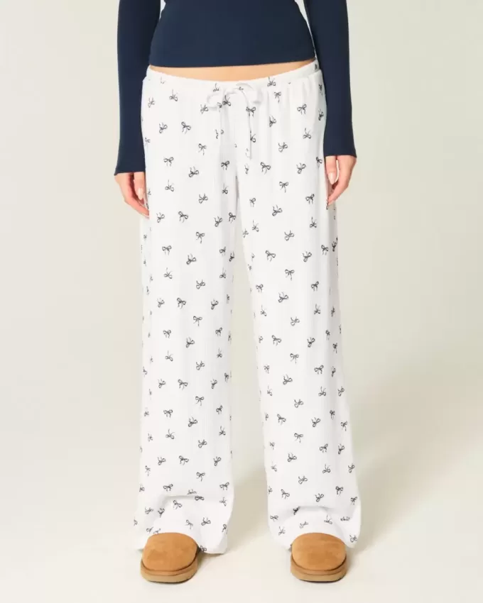 Gemütliche gerippte Hose mit weitem Bein Gemütliche gerippte Hose mit weitem Bein