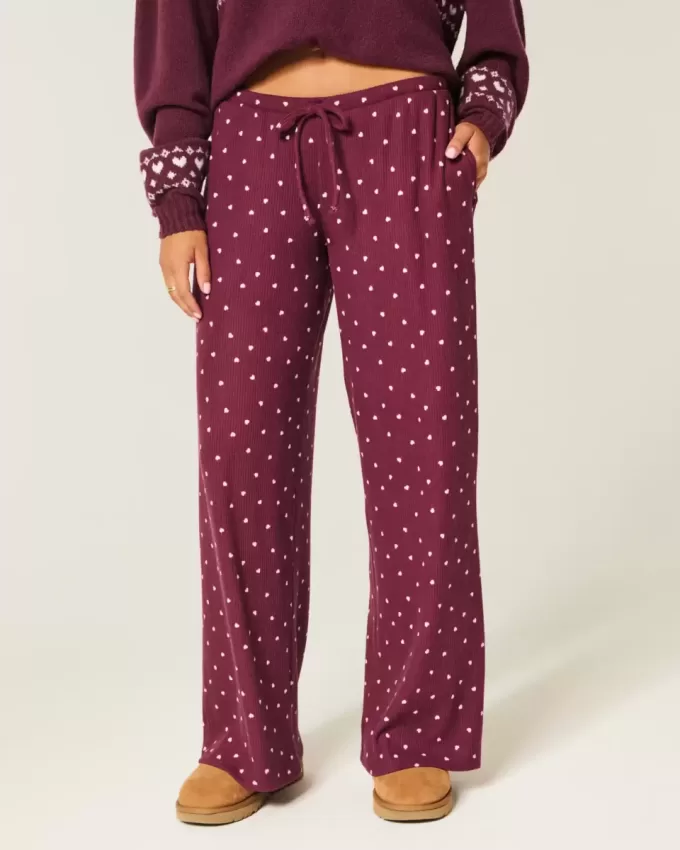 Gemütliche gerippte Hose mit weitem Bein Gemütliche gerippte Hose mit weitem Bein