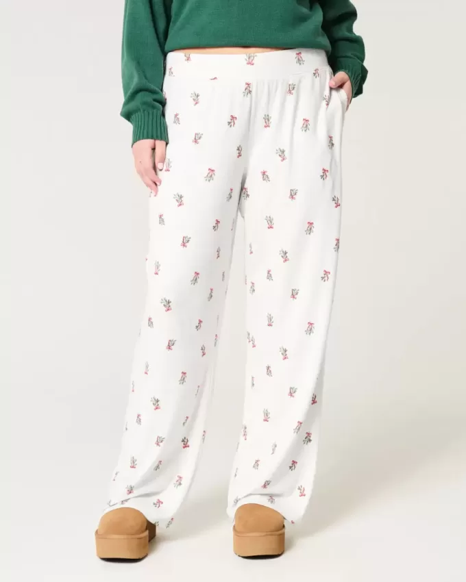 Gemütliche Pyjamahose mit weitem Bein