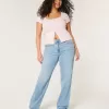 Gerade geschnittene Jeans mit hoher Taille und heller Waschung Gerade geschnittene Jeans mit hoher Taille und heller Waschung