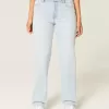 Gerade geschnittene Jeans mit hoher Taille und heller Waschung Gerade geschnittene Jeans mit hoher Taille und heller Waschung