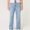 Gerade geschnittene Jeans mit hoher Taille und heller Waschung Gerade geschnittene Jeans mit hoher Taille und heller Waschung