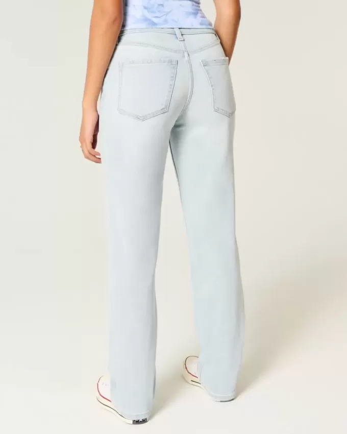Gerade geschnittene Jeans mit hoher Taille und heller Waschung Gerade geschnittene Jeans mit hoher Taille und heller Waschung