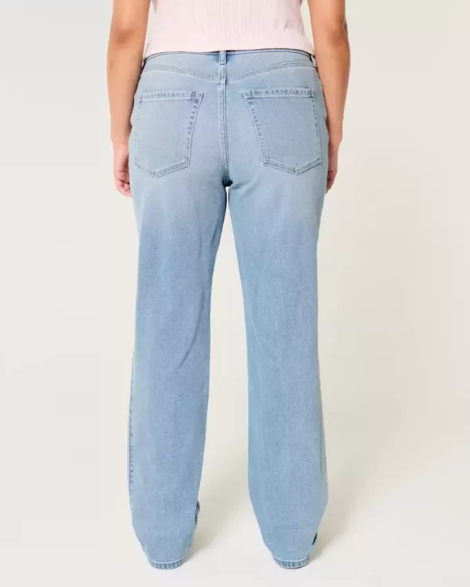 Gerade geschnittene Jeans mit hoher Taille und heller Waschung Gerade geschnittene Jeans mit hoher Taille und heller Waschung