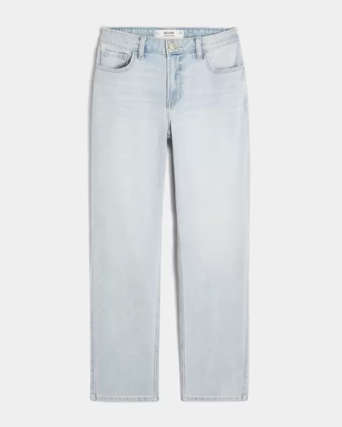 Gerade geschnittene Jeans mit hoher Taille und heller Waschung Gerade geschnittene Jeans mit hoher Taille und heller Waschung