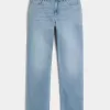 Gerade geschnittene Jeans mit hoher Taille und heller Waschung Gerade geschnittene Jeans mit hoher Taille und heller Waschung