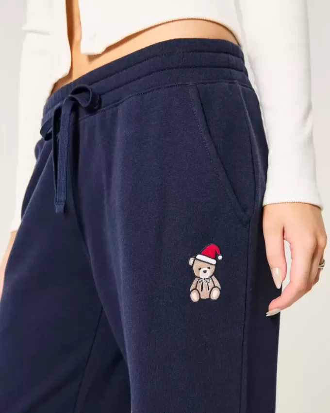Gerade Jogginghose mit Teddybär-Grafik Gerade Jogginghose mit Teddybär-Grafik