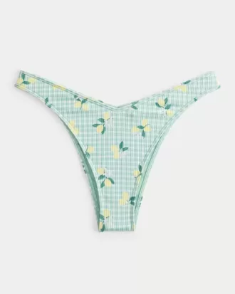 Gerippte Cheekiest-Bikinihose mit hohem Beinausschnitt