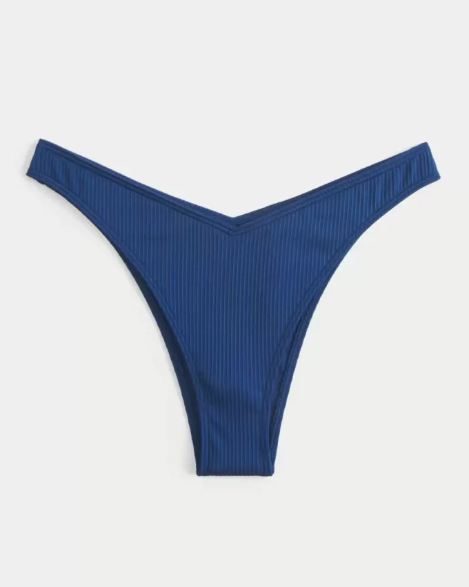 Gerippte Cheekiest-Bikinihose mit hohem Beinausschnitt Gerippte Cheekiest-Bikinihose mit hohem Beinausschnitt