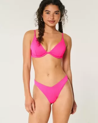 Gerippte Cheekiest-Bikinihose mit hohem Beinausschnitt und V-Taille