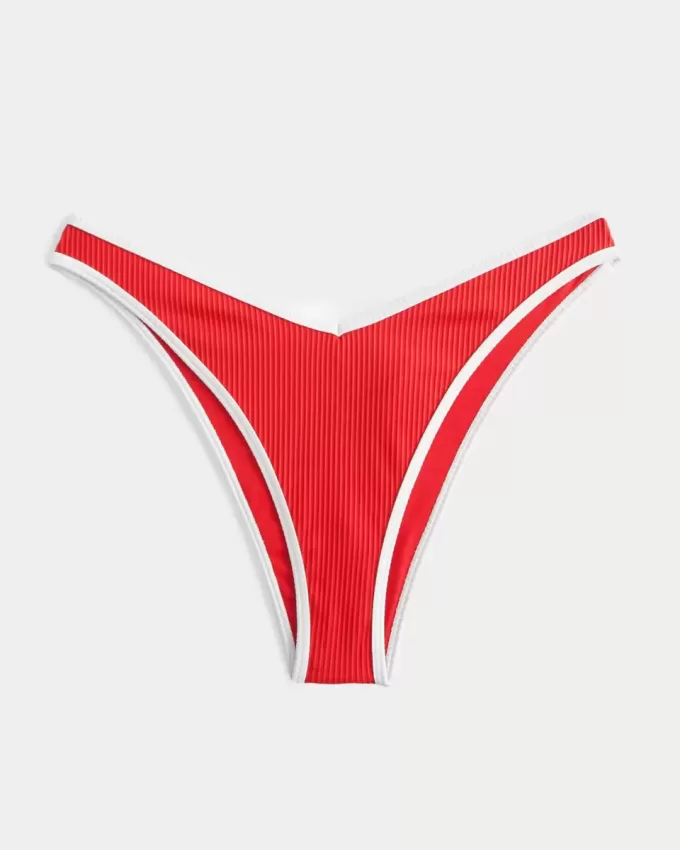Gerippte Cheekiest-Bikinihose mit hohem Beinausschnitt und V-Taille Gerippte Cheekiest-Bikinihose mit hohem Beinausschnitt und V-Taille
