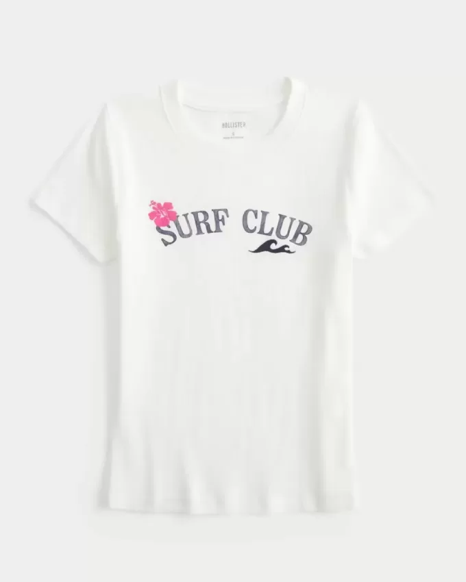 Geripptes Baby-T-Shirt mit Surf Club-Grafik Geripptes Baby-T-Shirt mit Surf Club-Grafik