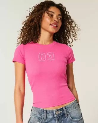 Geripptes Baby-T-Shirt mit Zahlengrafik